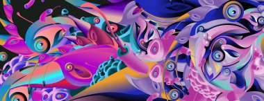 Afiş tasarım şablonu soyut curvy renkli şeklinde. Vektör renkli resimde arka planı için 