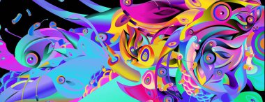 Afiş tasarım şablonu soyut curvy renkli şeklinde. Vektör renkli resimde arka planı için 