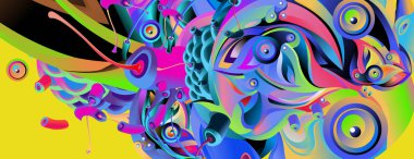 Afiş tasarım şablonu soyut curvy renkli şeklinde. Vektör renkli resimde arka planı için 