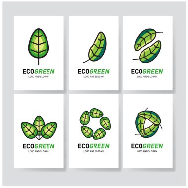 Yeşil yaprak eko sembolü seti, vektör illüstrasyonu