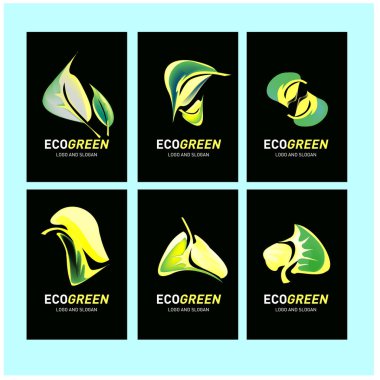 Yeşil yaprak eko sembolü seti, vektör illüstrasyonu