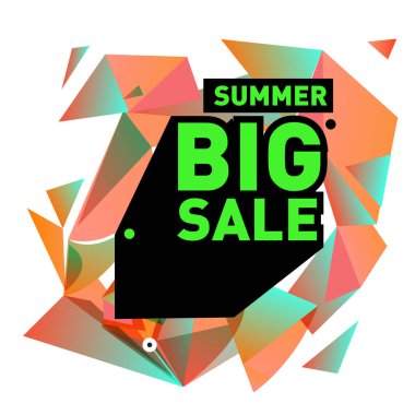 Yaz satış memphis tarzı web afiş. Moda ve seyahat poster indirim. Vektör tatil soyut renkli resimde kampanya ve promosyon.