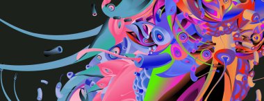 Afiş tasarım şablonu soyut curvy renkli şeklinde. Vektör renkli resimde arka planı için 