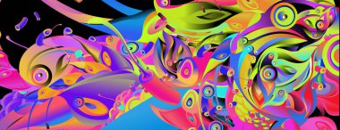 Afiş tasarım şablonu soyut curvy renkli şeklinde. Vektör renkli resimde arka planı için 