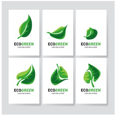 Yeşil yaprak eko sembolü seti, vektör illüstrasyonu