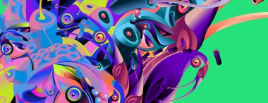 Afiş tasarım şablonu soyut curvy renkli şeklinde. Vektör renkli resimde arka planı için 