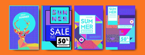 Sommer Bunte Plakatdesign Vorlage Reihe Von Sommerschlussverkauf Hintergrund Und Illustration — Stockvektor