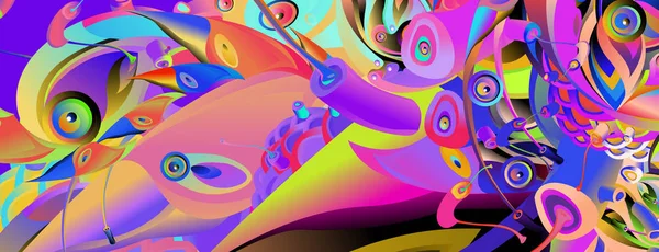 Modelo Design Banner Com Forma Colorida Curvilínea Abstrata Ilustração Colorida — Vetor de Stock