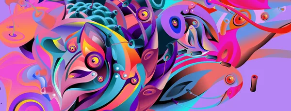 Modelo Design Banner Com Forma Colorida Curvilínea Abstrata Ilustração Colorida — Vetor de Stock