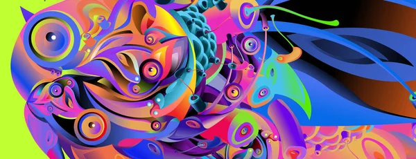 Modelo Design Banner Com Forma Colorida Curvilínea Abstrata Ilustração Colorida — Vetor de Stock