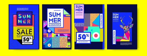 Sommer Bunte Plakatdesign Vorlage Reihe Von Sommerschlussverkauf Hintergrund Und Illustration — Stockvektor