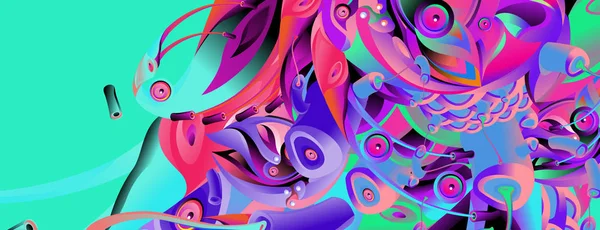 Modelo Design Banner Com Forma Colorida Curvilínea Abstrata Ilustração Colorida — Vetor de Stock