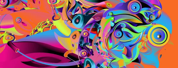 Modelo Design Banner Com Forma Colorida Curvilínea Abstrata Ilustração Colorida — Vetor de Stock