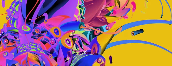 Modelo Design Banner Com Forma Colorida Curvilínea Abstrata Ilustração Colorida — Vetor de Stock