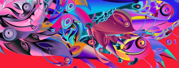 Πρότυπο Σχεδίασης Πανό Αφηρημένα Curvy Σχήμα Πολύχρωμα Πολύχρωμη Εικονογράφηση Φορέα — Διανυσματικό Αρχείο