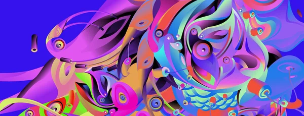 Modelo Design Banner Com Forma Colorida Curvilínea Abstrata Ilustração Colorida — Vetor de Stock