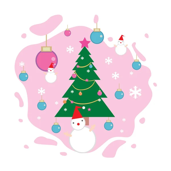 Fondo Navidad Colorido Con Muñecos Nieve — Vector de stock