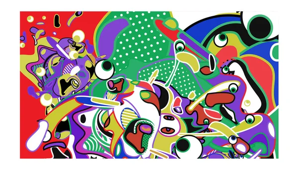 Modelo Design Banner Com Forma Colorida Curvilínea Abstrata Ilustração Colorida —  Vetores de Stock