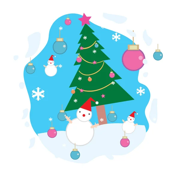 Fondo Navidad Colorido Con Muñecos Nieve — Vector de stock