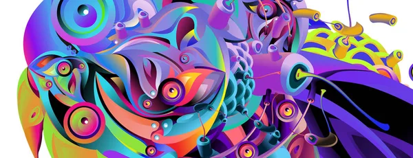 Modelo Design Banner Com Forma Colorida Curvilínea Abstrata Ilustração Colorida —  Vetores de Stock