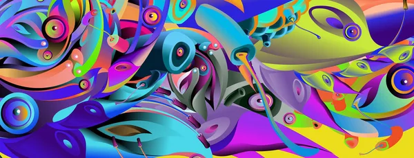 Modelo Design Banner Com Forma Colorida Curvilínea Abstrata Ilustração Colorida — Vetor de Stock