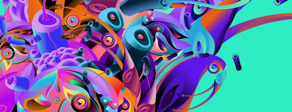 Modelo Design Banner Com Forma Colorida Curvilínea Abstrata Ilustração Colorida — Vetor de Stock