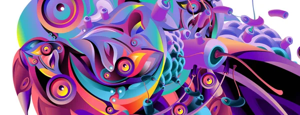 Modelo Design Banner Com Forma Colorida Curvilínea Abstrata Ilustração Colorida — Vetor de Stock