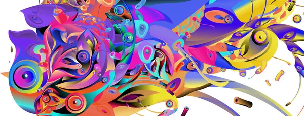 Πρότυπο Σχεδίασης Πανό Αφηρημένα Curvy Σχήμα Πολύχρωμα Πολύχρωμη Εικονογράφηση Φορέα — Διανυσματικό Αρχείο