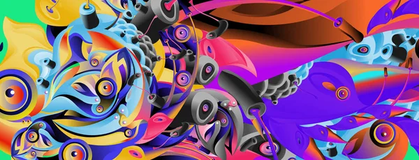 Modelo Design Banner Com Forma Colorida Curvilínea Abstrata Ilustração Colorida — Vetor de Stock