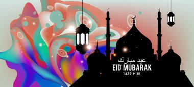 Eid Mubarak tebrik kartı illüstrasyon, ramazan kareem renkli afiş, poster, arka plan, el ilanı, illüstrasyon, broşür ve satış arka plan için İslam Festivali için isteyen vektör.