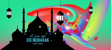 Eid Mubarak tebrik kartı illüstrasyon, ramazan kareem renkli afiş, poster, arka plan, el ilanı, illüstrasyon, broşür ve satış arka plan için İslam Festivali için isteyen vektör.