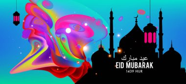 Eid Mubarak tebrik kartı illüstrasyon, ramazan kareem renkli afiş, poster, arka plan, el ilanı, illüstrasyon, broşür ve satış arka plan için İslam Festivali için isteyen vektör.