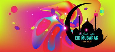 Eid Mubarak tebrik kartı illüstrasyon, ramazan kareem renkli afiş, poster, arka plan, el ilanı, illüstrasyon, broşür ve satış arka plan için İslam Festivali için isteyen vektör.