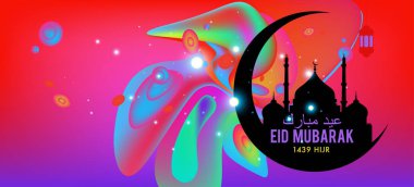 Eid Mubarak tebrik kartı illüstrasyon, ramazan kareem renkli afiş, poster, arka plan, el ilanı, illüstrasyon, broşür ve satış arka plan için İslam Festivali için isteyen vektör.