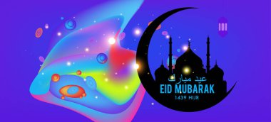 Eid Mubarak tebrik kartı illüstrasyon, ramazan kareem renkli afiş, poster, arka plan, el ilanı, illüstrasyon, broşür ve satış arka plan için İslam Festivali için isteyen vektör.