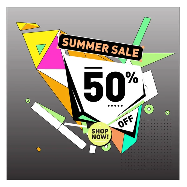 Summer Holiday Sale Memphis Style Web Banner Fashion Travel Discount — Stock Vector