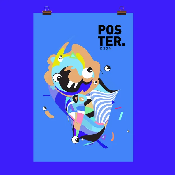 Abstract Colorful Cartoon Character Cover Poster Design Template Gradiente Embryo — Vettoriale Stock