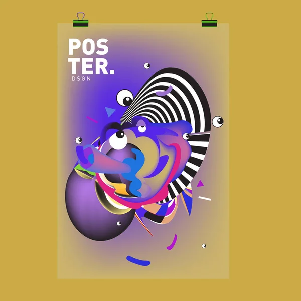 Abstract Kleurrijk Cartoon Karakter Cover Poster Ontwerpsjabloon Kleurovergang Embryo Vorm — Stockvector