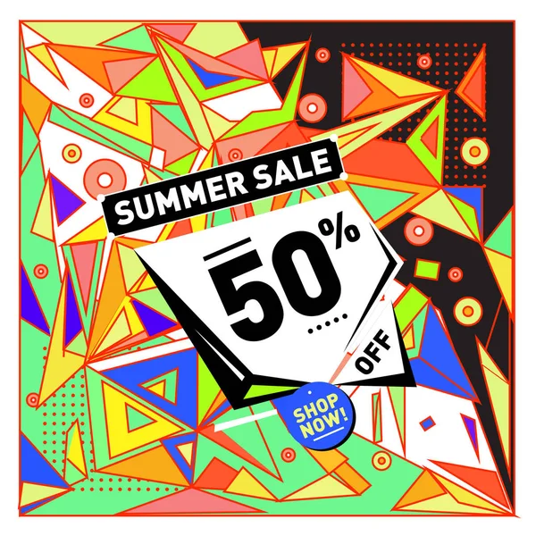 Summer Holiday Sale Memphis Style Web Banner Fashion Travel Discount — Stock Vector