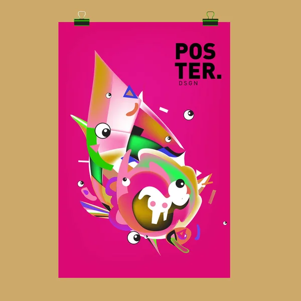 Abstract Colorful Cartoon Character Cover Poster Design Template Gradiente Embryo — Vettoriale Stock