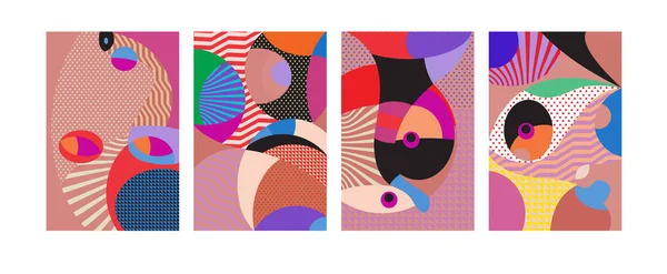 다채로운 기하학적와 Curvy 포스터 인쇄에 민족적인 — 스톡 벡터