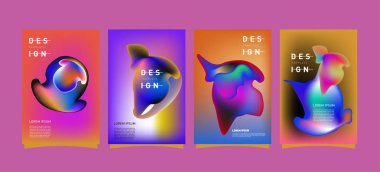 Renkli soyut sıvı ve sıvı poster ve kapak tasarımı. En az geometrik desen degradeler arka planlar