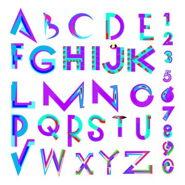 Vektör soyut renkli yazı tipi ve alfabe