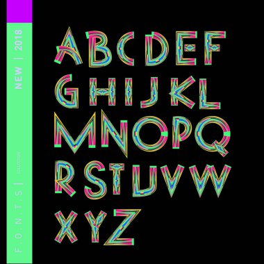 Vektör soyut renkli yazı tipi ve alfabe