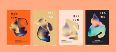 Renkli soyut sıvı ve sıvı poster ve kapak tasarımı. En az geometrik desen degradeler arka planlar