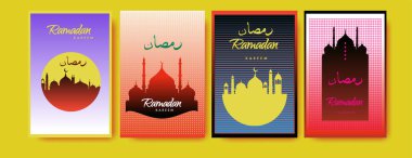 Renkli arka plan tasarımı ile ramazan Kareem için İslam tasarım tebrik kartı şablonu