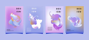 Renkli soyut sıvı ve sıvı poster ve kapak tasarımı. En az geometrik desen degradeler arka planlar