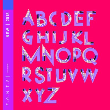 Vektör soyut renkli yazı tipi ve alfabe