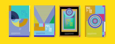 Soyut renkli poster tasarım şablonu. Serin geometrik kapak tasarımı. Vektör afiş poster şablonu