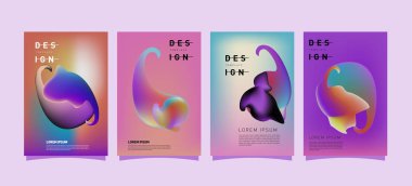 Renkli soyut sıvı ve sıvı poster ve kapak tasarımı. En az geometrik desen degradeler arka planlar